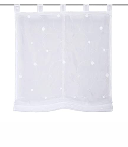 79667 | NERMAS Schlaufenrollo, transparent und Bestickt, Farbe: Weiß, Größe: (140 x 100 cm) von Home Fashion