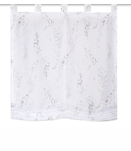 79747 | NELINA Schlaufenrollo, transparent und Bedruckt, Farbe: Grau, Größe: (140 x 120 cm) von Home Fashion