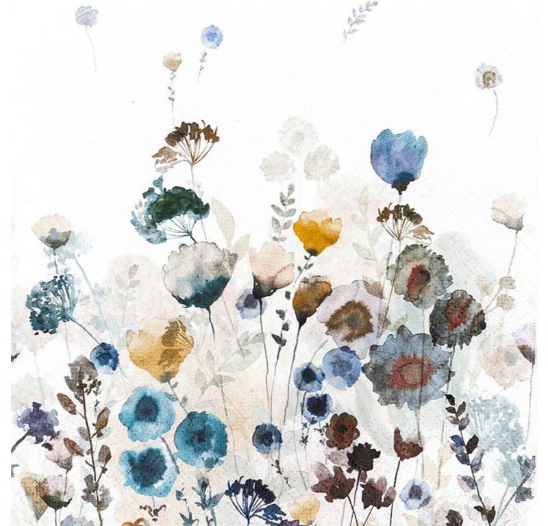 HOME FASHION Papierserviette 20 Servietten Dusky Meadow - Düstere Blumen 33x33cm, (20 St) von HOME FASHION