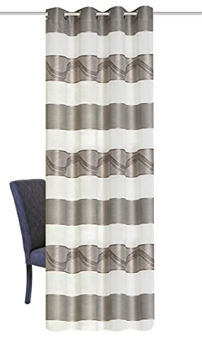 Home Fashion / Fertigschal mit Querstreifen und Jacquardmusterung, Abschluss gesäumt, |SUSA| 053793-6005 | GRÖSSE 245 X 140 cm/ Stein von Home Fashion