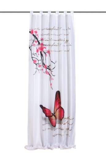 Home fashion 48516-831 Schlaufenschal Digitaldruck Butterfly, 245 x 120 cm, Seidenoptik, Fuchsia von Home Fashion