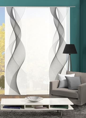 Home Fashion 88669, 3er-Set Schiebegardinen 'OPALIA' | 3X 245 x 60 cm | inkl. Zubehör | Farbe:, Farbe:grau von Home Fashion