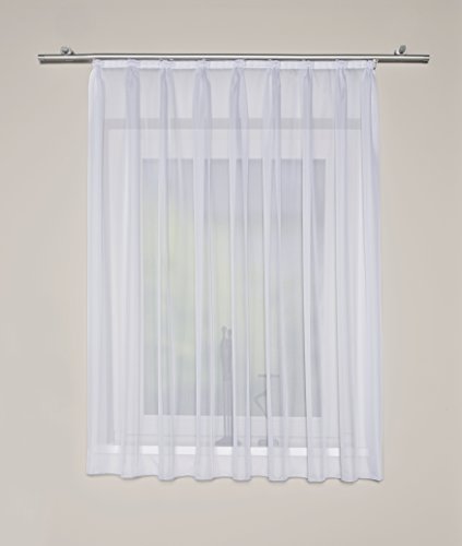 Home Fashion Fertigstore Kreppvoile, Stoff, weiß, 120 x 375 cm von Home Fashion