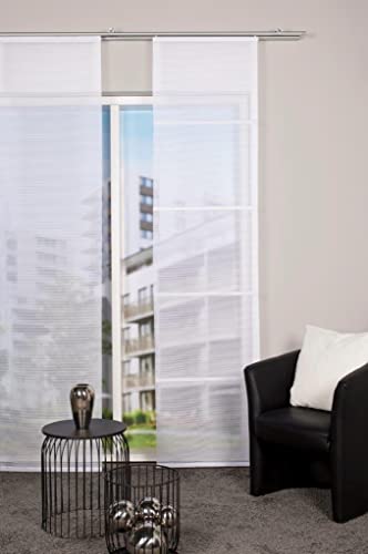 Home Fashion Magnet-Schiebegardine, halb-transparenter Uni in Bambus-Optik, 245 x 60 cm (h x b), Farbe:, Farbe:weiß von Home Fashion