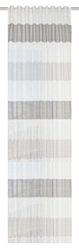 Home fashion Nika FERTIGSCHAL LEINENSTRUKTUR QUERSTREIFEN, GRAU, 245 x 140 cm von Home Fashion