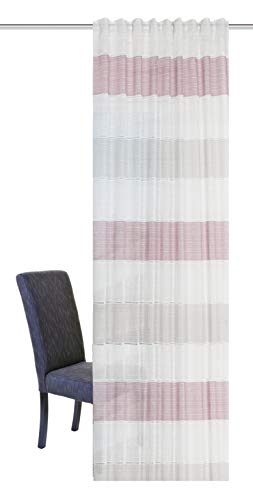 Home fashion Nika FERTIGSCHAL LEINENSTRUKTUR QUERSTREIFEN, Mauve, 245 x 140 cm von Home Fashion