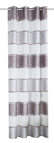 Home fashion ÖSENSCHAL DEKOSTOFF QUERSTREIFEN mit JACQUARDMUSTERUNG, Polyester, Grau, 245 x 140 cm von Home Fashion