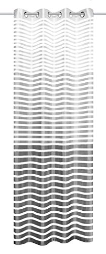 Home fashion Ösenschal Querstreifen, Polyester, Grau, 245 x 140 cm von Home Fashion