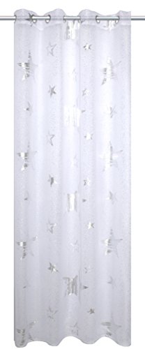 Home Fashion Ösenschal Silberdruck Sterne, Polyester, Silber, 245 x 140 cm von Home Fashion