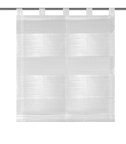 Home Fashion SCHLAUFENRAFFROLLO QUERSTREIFEN SCHERLI GABI, Weiss, 130 X 120 cm, 4 von Home Fashion