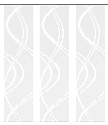 Home Fashion Schiebevorhang TIBERIO aus Dekostoff und Voile mit Scherli 245 x 60 cm, Farbe:wollweiß, Größe:245 x 60 cm, Anzahl: 3er Set (3X Voile) von Home Fashion