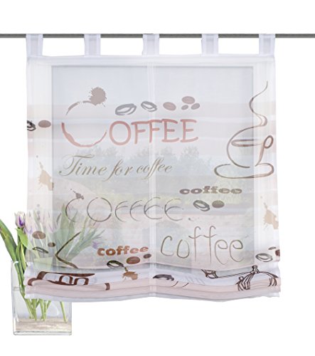 Home fashion Schlaufenraffrollo Voile Digitaldruck Preto, Polyester, Braun, 140 x 60 cm von Home Fashion