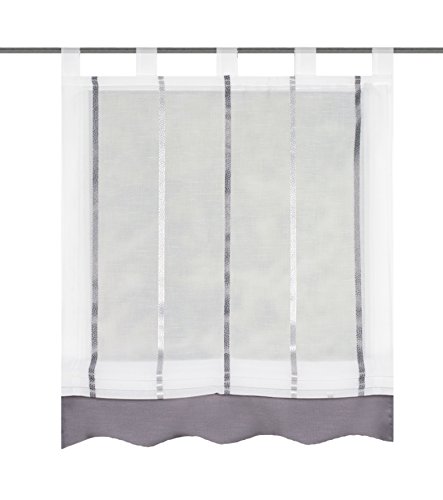 Home Fashion Schlaufenrollo Längsstreifen, Polyester, Grau, 140 x 100 cm von Home Fashion