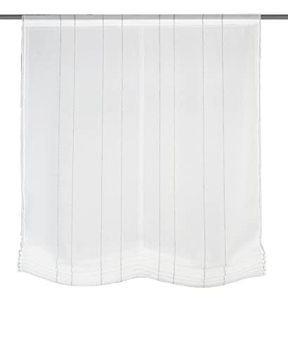 Home fashion / Raffrollo aus Leinenstruktur, mit Längsstreifen, |Marline| 069742-0307 | GRÖSSE 130 X 120 cm/GRAU von Home Fashion