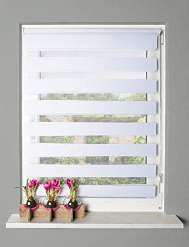 Home fashion Kettenzugrollo Zebra, Stoff, weiß, 150 x 70 cm von Home Fashion