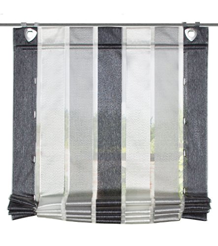 Home fashion BÄNDCHENROLLO LÄNGSSTREIFEN, Stoff, anthrazit, 130 x 60 cm von Home Fashion