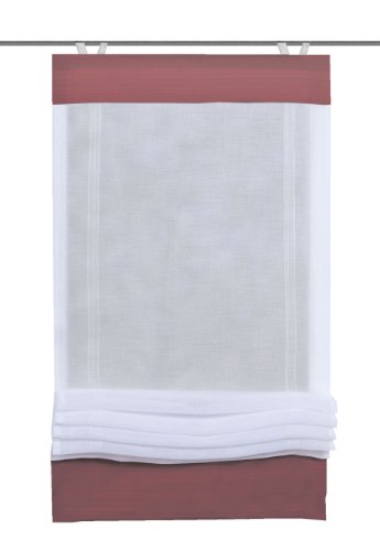 Home Fashion 69265-856 Raffrollo mit Haken, Voile-Leinenstruktur, 140 x 60 cm, Bordeaux von Home Fashion