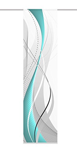 Home fashion 87152-728 Schiebevorhang Digitaldruck Carlisle, Dekostoff Seidenoptik, 245 x 60 cm, petrol von Home Fashion