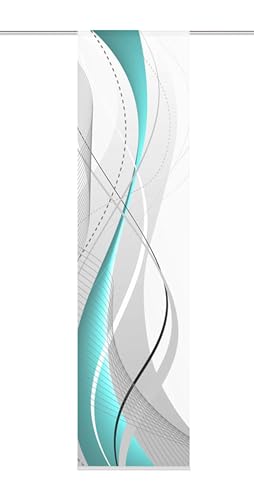 Home fashion 87152-728 Schiebevorhang Digitaldruck Carlisle, Dekostoff Seidenoptik, 245 x 60 cm, petrol von Home Fashion