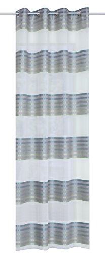 Home Fashion Ösenschal Glanzpunkt Querstreifen, Polyester, Grün, 175 x 140 cm von Home Fashion