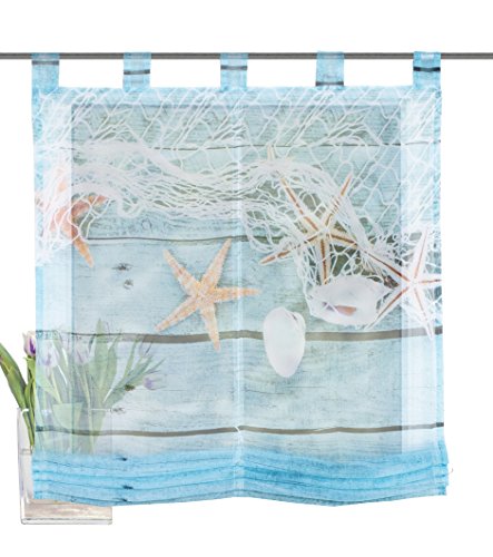 Home fashion Schlaufenraffrollo Voile Digitaldruck MARITIM, Polyester, Blau, 140 x 120 cm Home fashion Schlaufenraffrollo Voile Digitaldruck MARITIM, Polyester, Blau, 140 x 120 cm von Home Fashion
