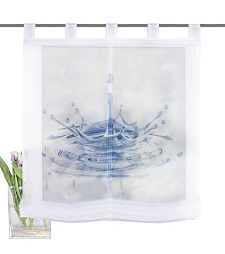 Home fashion Schlaufenraffrollo Voile Digitaldruck SALA, Polyester, Blau, 140 x 100 cm von Home Fashion