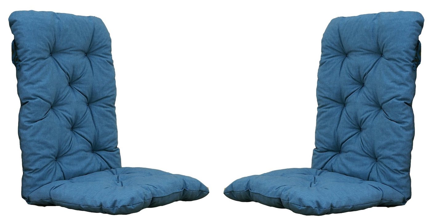 Home Feeling Hochlehnerauflage 2er Set Auflagen Sitzkissen, 120x50x8 cm blau/grau von Home Feeling