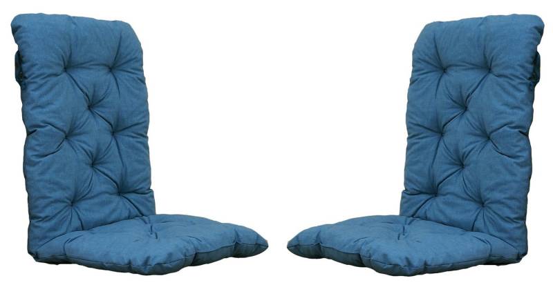 Home Feeling Hochlehnerauflage 2er Set Auflagen Sitzkissen, 120x50x8 cm blau/grau von Home Feeling