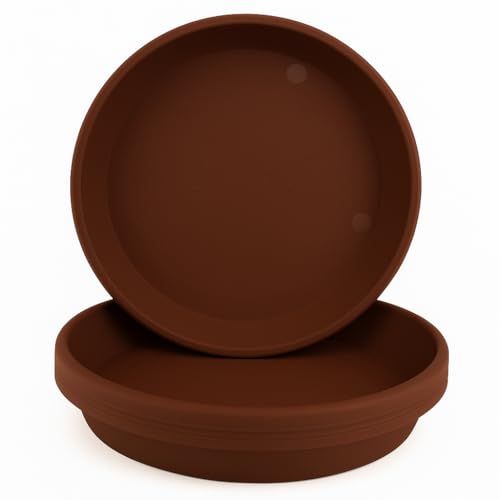 Home Garden Ornaments Blumentopf Untersetzer Set 5 Stück aus Kunststoff, Pflanzenuntersetzer für Innen und Außen, für Pflanzkübel, viele Größen und Farben (Braun, 12,5 cm außen / 10 cm innen) von Home Garden Ornaments