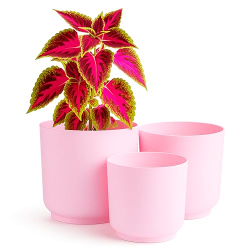 Home Garden Ornaments – Luna Übertopf 3er-Set Aus Kunststoff, Moderner Blumenübertopf & Blumentopf Für Innenräume, Matt, Ohne Abflusslöcher (Rosa, 13/15/17 cm) von Home Garden Ornaments
