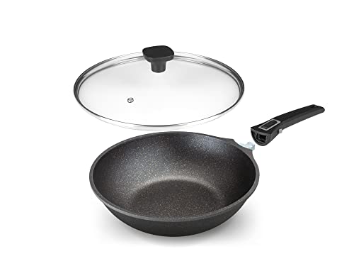 Home Icon - Antihaft-Wok mit Deckel aus Kupfergranit, kompatibel mit Allen Herdarten, einschließlich Induktion und Keramik, mit abnehmbarem Griff - 28 cm von Home Icon