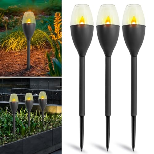 Home Ideas LED Solarfackeln - Solarleuchten für Außen Garten, Gartenlampe wasserdicht (3er Set) von Home Ideas