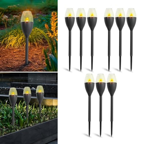 Home Ideas LED Solarfackeln - Solarleuchten für Außen Garten, Gartenlampe wasserdicht (9er Set) von Home Ideas