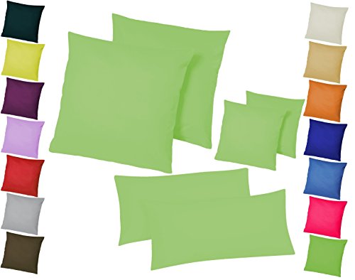 Home-Impression Doppelpack / 2er Set Microfaser Kissenhüllen/Kissenbezüge - Wohndekoration in schlichtem Uni Design mit Reißverschluss und in 3 Größen, (40 x 80 cm, Grün) von Home-Impression