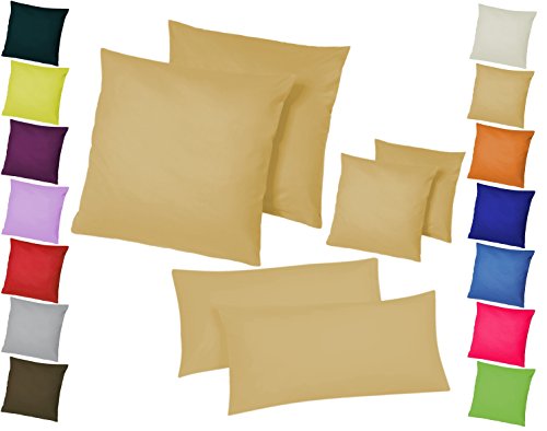 Home-Impression Doppelpack / 2er Set Microfaser Kissenhüllen/Kissenbezüge - Wohndekoration in schlichtem Uni Design mit Reißverschluss und in 3 Größen (40 x 40 cm, Beige) von Home-Impression