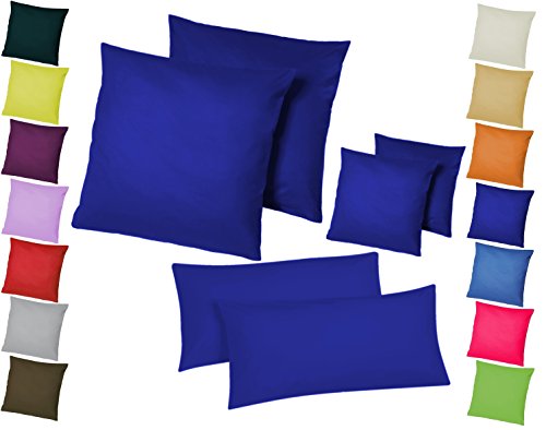 Home-Impression Doppelpack / 2er Set Microfaser Kissenhüllen/Kissenbezüge - Wohndekoration in schlichtem Uni Design mit Reißverschluss und in 3 Größen (40 x 80 cm, Blau) von Home-Impression