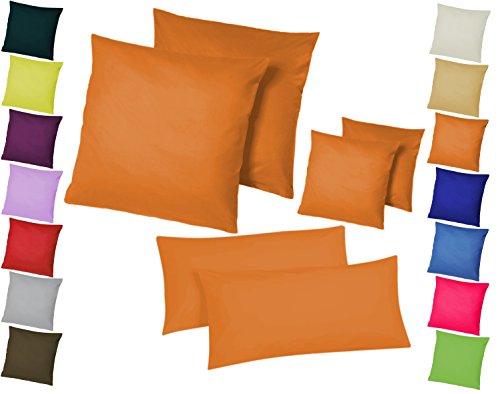 Home-Impression Doppelpack / 2er Set Microfaser Kissenhüllen/Kissenbezüge - Wohndekoration in schlichtem Uni Design mit Reißverschluss und in 3 Größen (80 x 80 cm, Orange) von Home-Impression