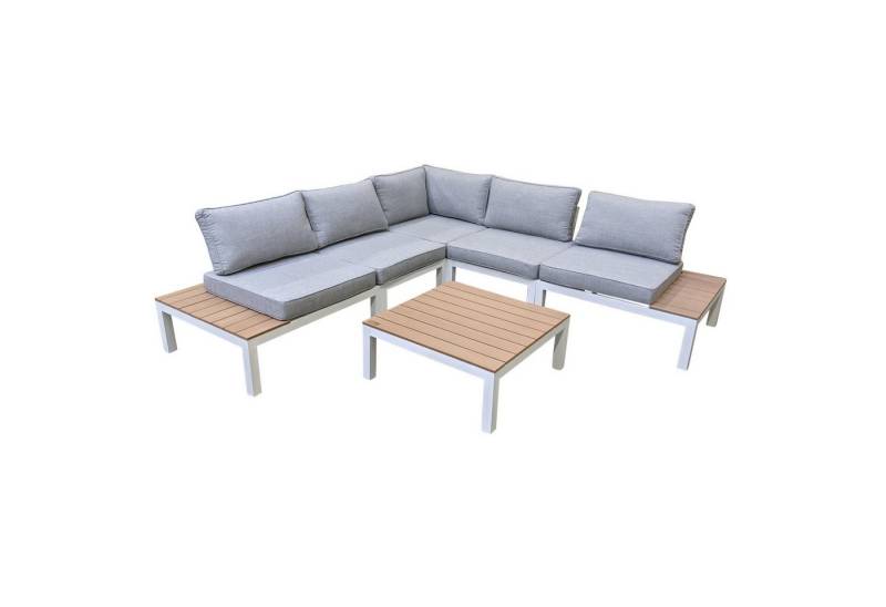 Home Islands Gartenlounge-Set Laos, (Ecklounge, 6-tlg., Eckteil, 2x Mittelteile, 2x Sofa 1-sitzig, Loungetisch), Modulare Lounge, inkl. Loungetisch, Ablagen Polywood von Home Islands