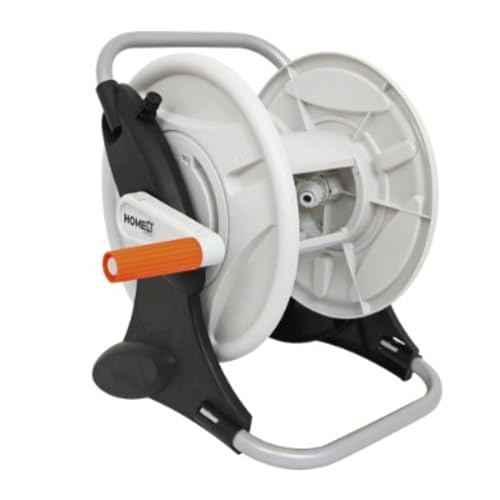HOME It® Schlauchtrommel Gartenschlauch 1/2" 45 meter - Schwarz/Orange/Weiß Schlauchtrommel zur Aufbewahrung des Gartenschlauchs von Home It