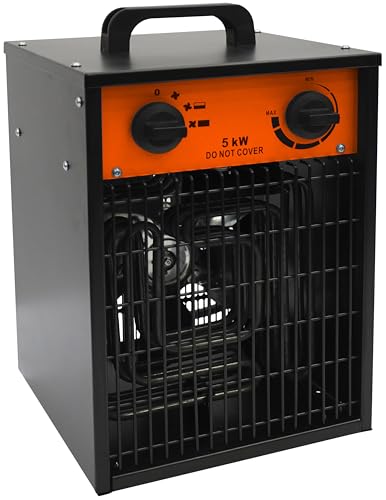 HOME It Industrieller Heizlüfter 400V 5000W - 3 Leistungsstufen Einstellbarer Thermostat Heizung für Garage, Werkstatt und Schuppen von Home It