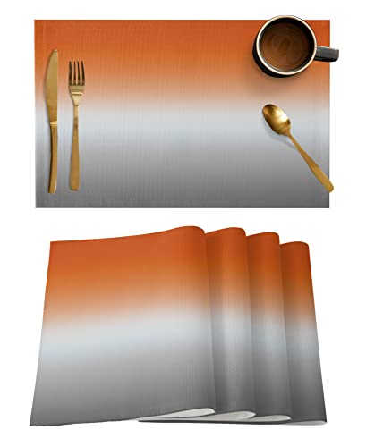 Orangefarbene Tischsets Set mit 6 Ombré-Tischsets für Esstisch, Orange und Grau, Ombré-Tischsets, Farbverlauf, Tischdekoration, Urlaub, Bankett, Küche, Esszimmer, rutschfest, waschbar, Tischset von Home L6