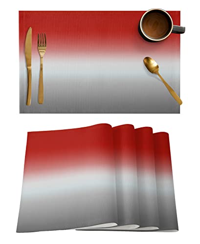 Rote Tischsets Set mit 6 Ombré-Tischsets für Esstisch, rot und grau, Ombré-Tischsets, Farbverlauf, Tischdekoration, Urlaub, Bankett, Küche, Esszimmer, rutschfest, waschbar, Tischset, 33 x 48 cm von Home L6