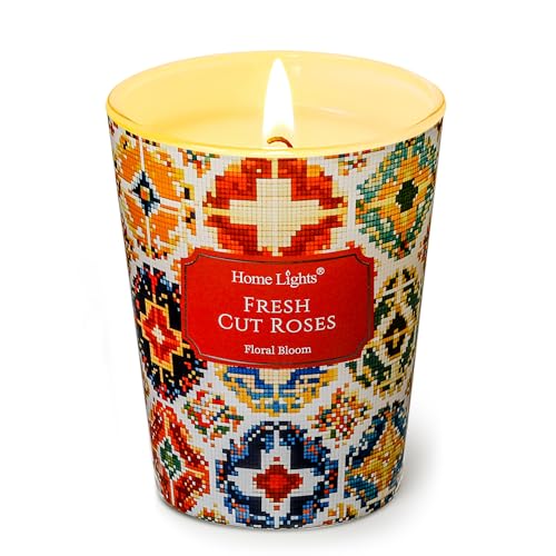 Home Lights Große Glas Kerze 1-Wick langlebige Duftkerzen, 6.7oz natürliche Soja Wachs Kerze für Zuhause duftende, böhmische natürliche Texturen Geschenke Frisch geschnittene Rosen Home Lights Große Glas Kerze 1-Wick langlebige Duftkerzen, 6.7oz natürliche Soja Wachs Kerze für Zuhause duftende, böhmische natürliche Texturen Geschenke Frisch geschnittene Rosen von Home Lights