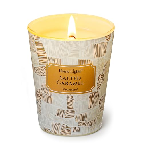 Home Lights Soja Wachs Kerzen für zu Hause duftend im glas, 1-Wick Kerzen, Aromatherapie Kerzen Geschenk für Partys, 6.7oz Gesalzenes Karamell von Home Lights