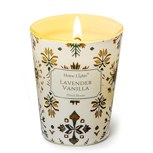 Home Lights Soja Wachs Kerzen für zu Hause duftend im glas, 1-Wick Kerzen, Aromatherapie Kerzen Geschenk für Partys, 6.7oz Lavendel Vanille von Home Lights