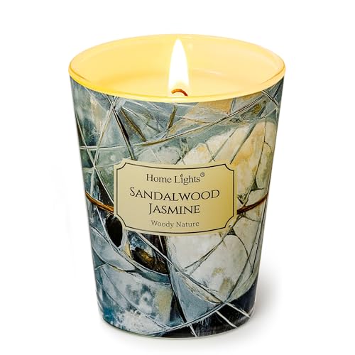 Home Lights Soja Wachs Kerzen für zu Hause duftend im glas, 1-Wick Kerzen, Aromatherapie Kerzen Geschenk für Partys, 6.7oz Sandelholz Jasmin von Home Lights