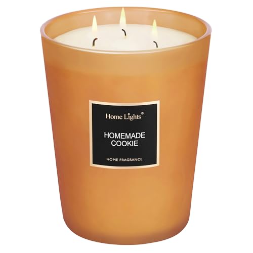 HomeLights Duftkerzen, 944 g, großes Glas, natürliche Soja-Kerzen, 3 Baumwolldochte, rauchfrei, langlebig, 130 Stunden, Aromatherapie-Kerze, Geschenk für Frauen & Männer, hausgemachter Keks HomeLights Duftkerzen, 944 g, großes Glas, natürliche Soja-Kerzen, 3 Baumwolldochte, rauchfrei, langlebig, 130 Stunden, Aromatherapie-Kerze, Geschenk für Frauen & Männer, hausgemachter Keks von Home Lights