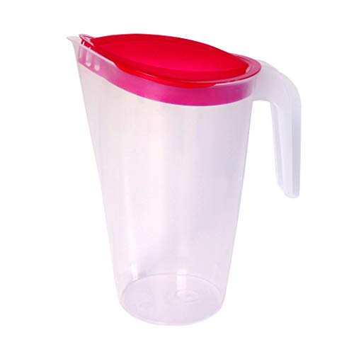 Home Line Saftkanne 1,75 L - Wasserkanne mit festsitzendem Deckel - Getränkekanne mit tropffreiem Außgieser - Wasserkaraffe Kühlschrankkrug Saftspender (Rot (1 Stk.)) von Home Line