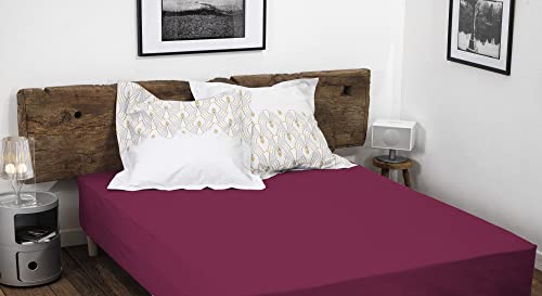 HOME LINGE PASSION, Bayal Fuchsia Spannbettlaken 140 x 190 + 35 cm 100% Baumwolle 57 Fäden (Label Oeko-Tex) von Home Linge Passion