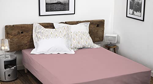 HOME LINGE PASSION, Spannbettlaken, 140 x 190 + 35 cm, 100% Baumwolle, 57 Fäden/cm², Rosa von Home Linge Passion